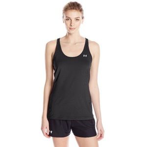 NEW Under Armour UA HeatGear Black Pinhole Mesh Racerback Tank Top 1271765